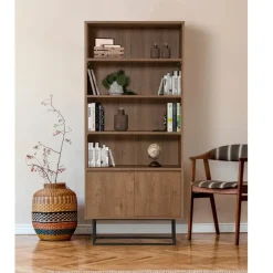 Arabic House Boekenkast Walnoot Bruin Melamine - 80x36x182cm - Rea New