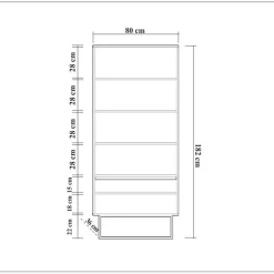 Arabic House Boekenkast Walnoot Bruin Melamine - 80x36x182cm - Rea New