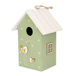 Boltze Vogelhuisje - groen met wit dak - hout nestkastje - 22 cm Best