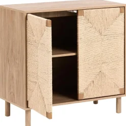 Leen Bakker BONDI - Dressoir - Lichtbruin - 80 cm - Spaanplaat/Papiertouw New