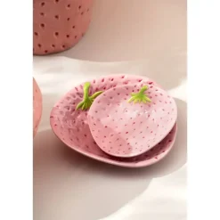 Leen Bakker Bordje Aardbei - roze - aardewerk - 5,5x13,5x14 cm Sale