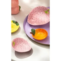 Leen Bakker Bordje Aardbei - roze - aardewerk - 5,5x13,5x14 cm Sale