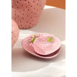 Leen Bakker Bordje Aardbei - roze - aardewerk - 5,5x13,5x14 cm Sale