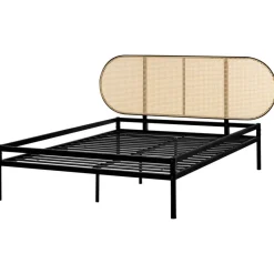 Beliani BOULIN - Tweepersoonsbed - Zwart - 140 x 200 cm - PE rotan Best