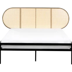 Beliani BOULIN - Tweepersoonsbed - Zwart - 140 x 200 cm - PE rotan Best
