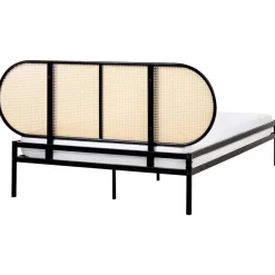 Beliani BOULIN - Tweepersoonsbed - Zwart - 140 x 200 cm - PE rotan Best