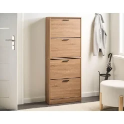 Leen Bakker BOWRAL - Schoenenkast 4 vakken - Lichtbruin - Vezelplaat