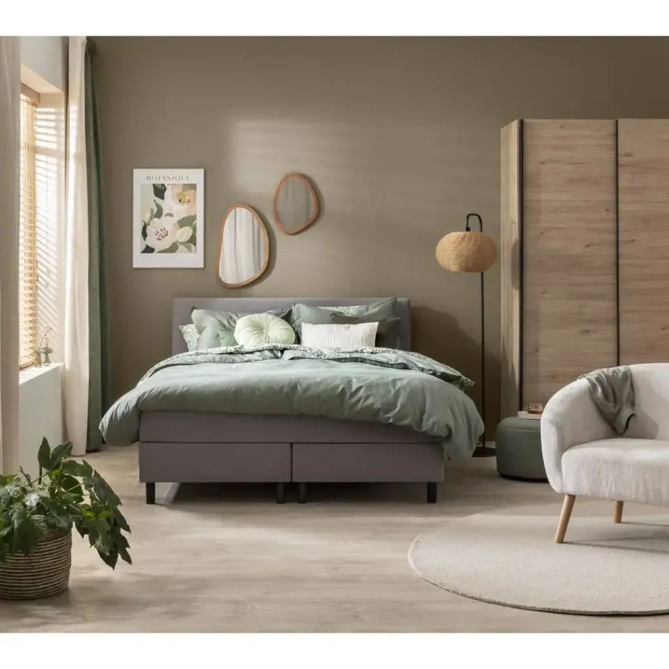 Leen Bakker Boxcombinatie Varberg 5-delig - grijs - 160x200 cm Online