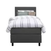 Leen Bakker Boxspring Liv egaal - antraciet - 90x200 cm - ronde poot New