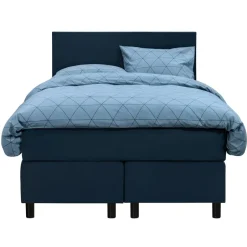 Leen Bakker Boxspring Liv egaal - blauw - 120x200 cm - ronde poot Outlet