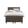 Leen Bakker Boxspring Liv egaal - donkerbruin - 120x200 cm - ronde poot Online