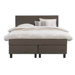 Leen Bakker Boxspring Liv egaal - donkerbruin - 140x200 cm - vierkante poot