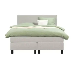 Leen Bakker Boxspring Liv egaal - ecru - 140x200 cm - vierkante poot