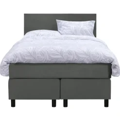 Leen Bakker Boxspring Liv egaal - grijs - 120x200 cm - ronde poot Hot