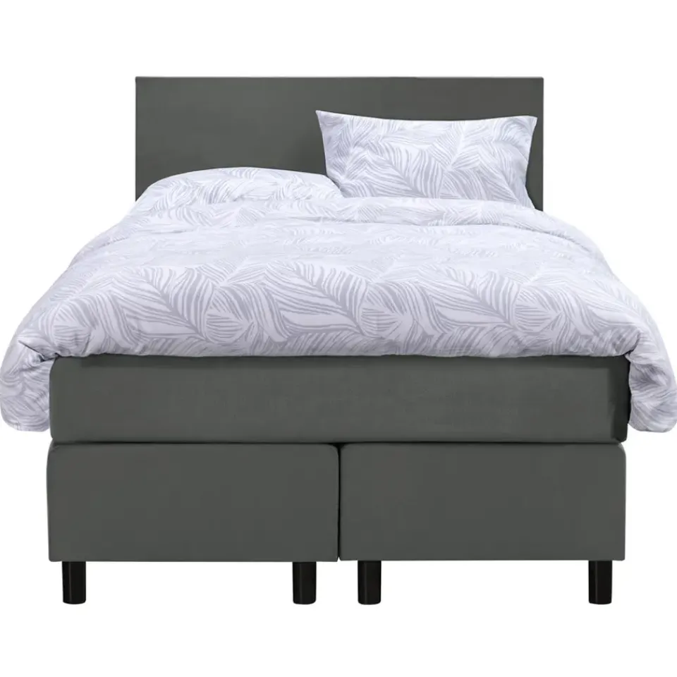 Leen Bakker Boxspring Liv egaal - grijs - 120x200 cm - ronde poot Hot