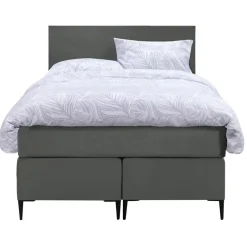 Leen Bakker Boxspring Liv egaal - grijs - 120x200 cm - slanke poot Online