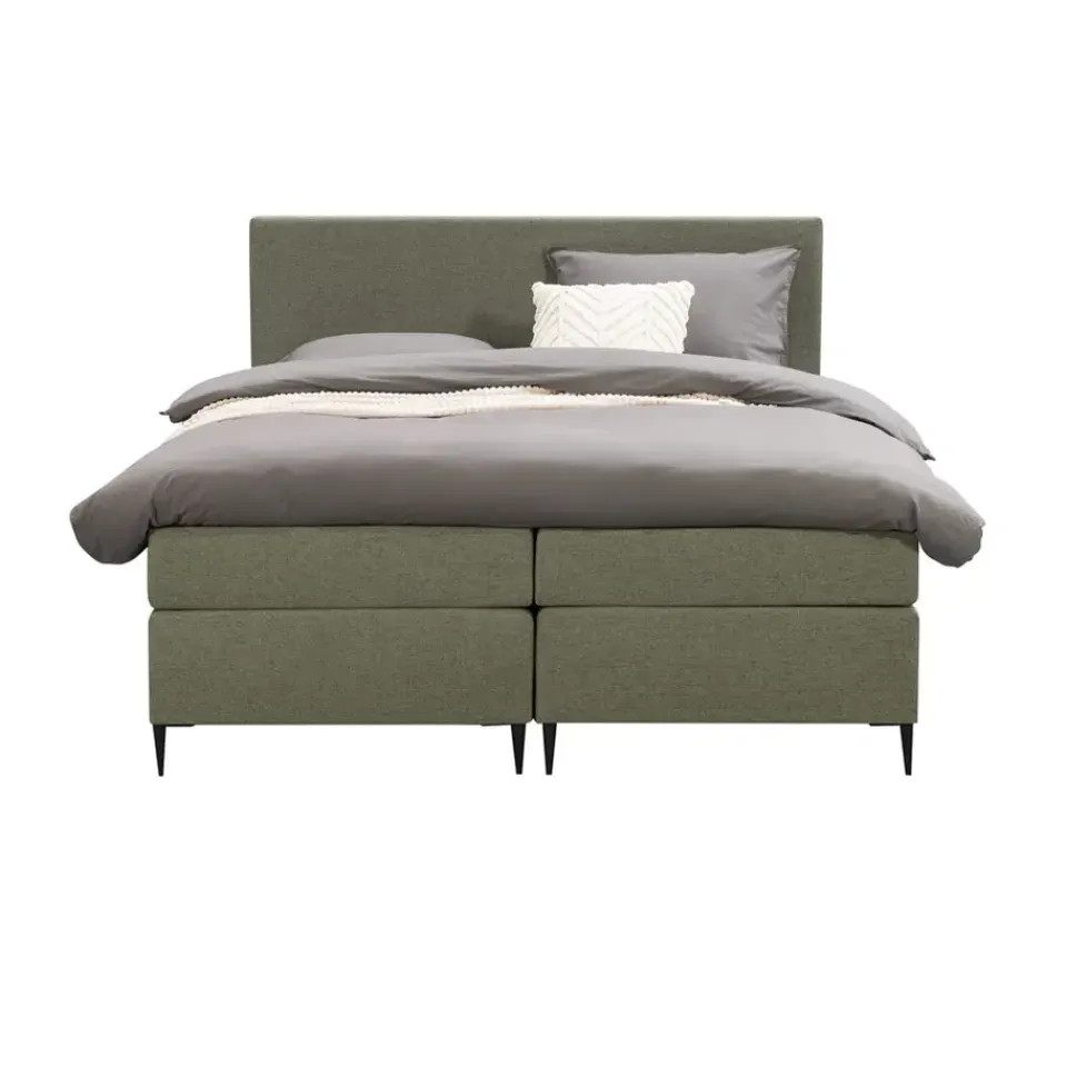 Leen Bakker Boxspring Liv egaal - groen - 180x200 cm - slanke poot Clearance