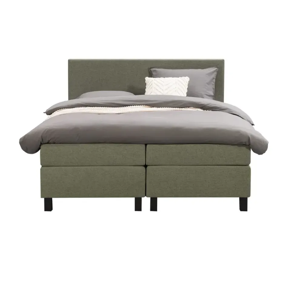 Leen Bakker Boxspring Liv egaal - groen - 180x200 cm - vierkante poot Online