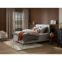 Leen Bakker Boxspring Liv egaal - lichtgrijs - 120x200 cm - slanke poot Online
