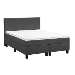 Leen Bakker Boxspring Liv geblokt - antraciet - 140x200 cm - vierkante poot Sale