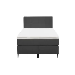 Leen Bakker Boxspring Liv geblokt - antraciet - 120x200 cm - slanke poot Outlet