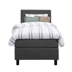 Leen Bakker Boxspring Liv geblokt - antraciet - 90x200 cm - vierkante poot Clearance
