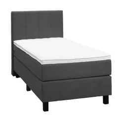 Leen Bakker Boxspring Liv geblokt - antraciet - 90x200 cm - vierkante poot Clearance
