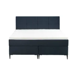 Leen Bakker Boxspring Liv geblokt - blauw - 140x200 cm - slanke poot Clearance