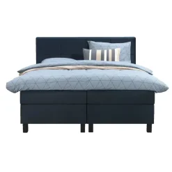 Leen Bakker Boxspring Liv geblokt - blauw - 160x200 cm - vierkante poot Clearance