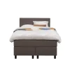 Leen Bakker Boxspring Liv geblokt - donkerbruin - 120x200 cm - ronde poot Clearance