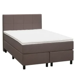 Leen Bakker Boxspring Liv geblokt - donkerbruin - 120x200 cm - ronde poot Clearance