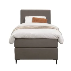 Leen Bakker Boxspring Liv geblokt - donkerbruin - 90x200 cm - slanke poot New