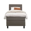 Leen Bakker Boxspring Liv geblokt - donkerbruin - 90x200 cm - vierkante poot Clearance