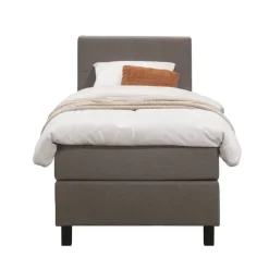 Leen Bakker Boxspring Liv geblokt - donkerbruin - 90x200 cm - vierkante poot Clearance