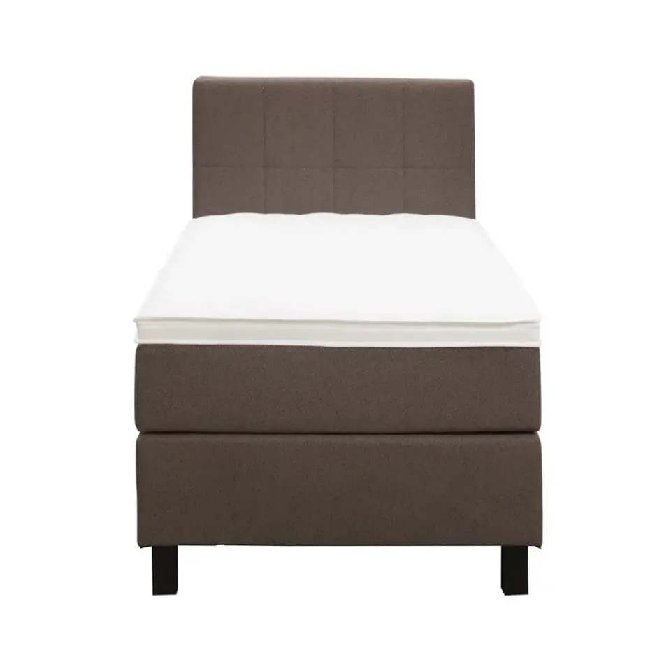 Leen Bakker Boxspring Liv geblokt - donkerbruin - 90x200 cm - vierkante poot Clearance