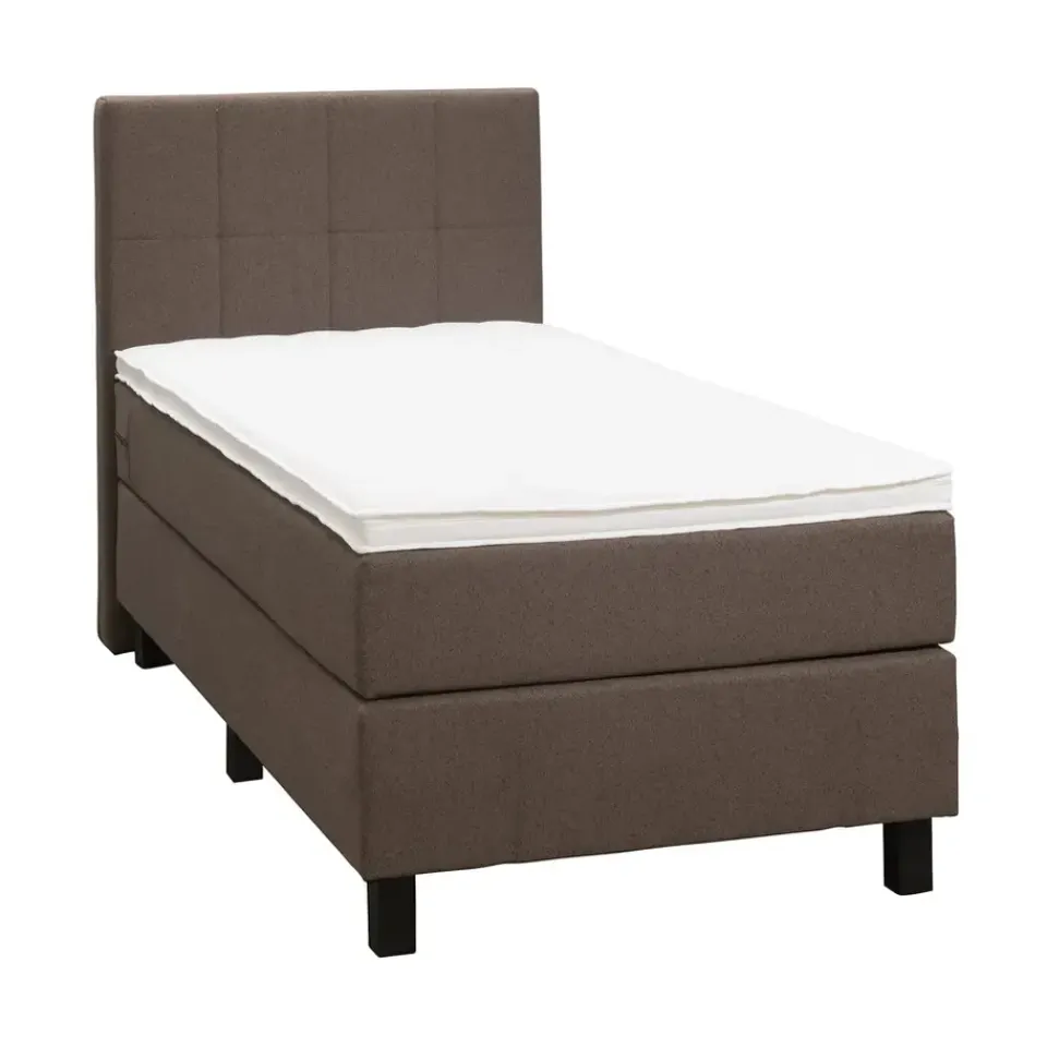 Leen Bakker Boxspring Liv geblokt - donkerbruin - 90x200 cm - vierkante poot Clearance