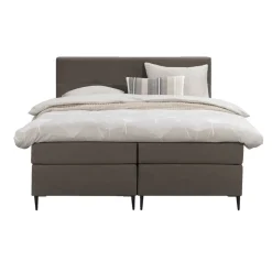 Leen Bakker Boxspring Liv geblokt - donkerbruin - 160x200 cm - slanke poot Outlet
