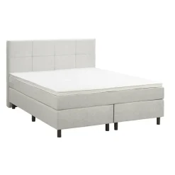 Leen Bakker Boxspring Liv geblokt - ecru - 140x200 cm - ronde poot New