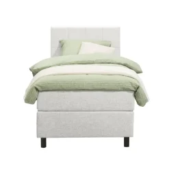 Leen Bakker Boxspring Liv geblokt - ecru - 90x200 cm - ronde poot Clearance