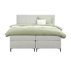 Leen Bakker Boxspring Liv geblokt - ecru - 180x200 cm - slanke poot