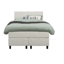 Leen Bakker Boxspring Liv geblokt - ecru - 120x200 cm - ronde poot Sale