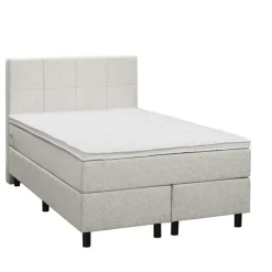 Leen Bakker Boxspring Liv geblokt - ecru - 120x200 cm - ronde poot Sale