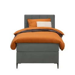 Leen Bakker Boxspring Liv geblokt - grijs - 90x200 cm - slanke poot Discount