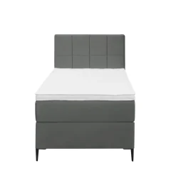 Leen Bakker Boxspring Liv geblokt - grijs - 90x200 cm - slanke poot Discount