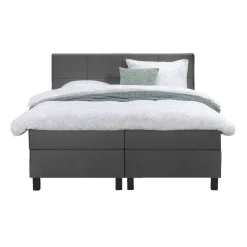 Leen Bakker Boxspring Liv geblokt - grijs - 180x200 cm - vierkante poot Hot