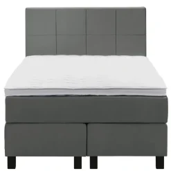 Leen Bakker Boxspring Liv geblokt - grijs - 120x200 cm - vierkante poot Best