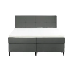 Leen Bakker Boxspring Liv geblokt - grijs - 160x200 cm - slanke poot New