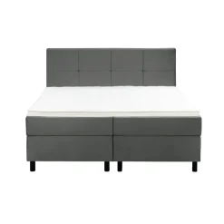 Leen Bakker Boxspring Liv geblokt - grijs - 160x200 cm - ronde poot Discount