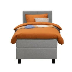 Leen Bakker Boxspring Liv geblokt - lichtgrijs - 90x200 cm - vierkante poot