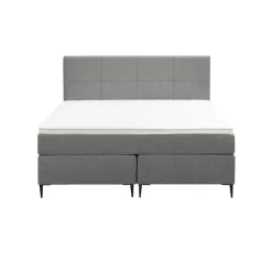 Leen Bakker Boxspring Liv geblokt - lichtgrijs - 140x200 cm - slanke poot Hot